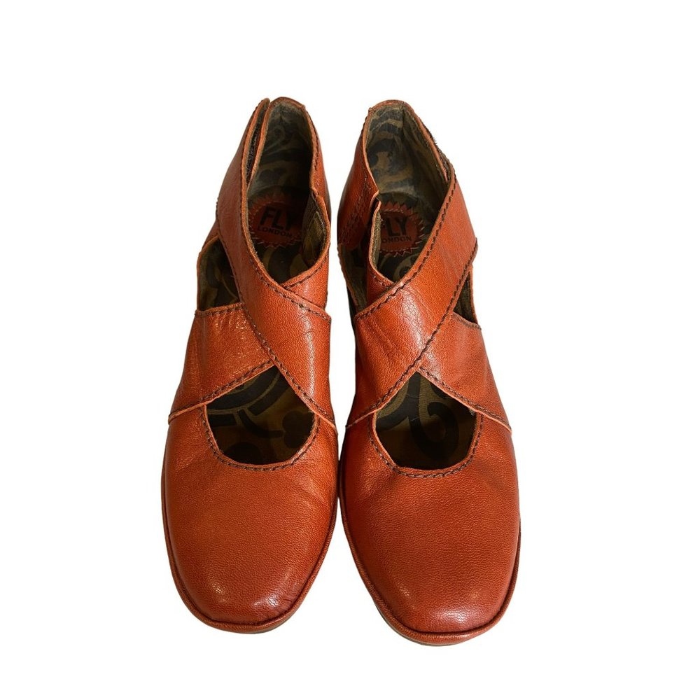Fly London Yogo Wedge Leather Heel Shoes Criss Cross Strap Size 39 - Picture 3 of 6